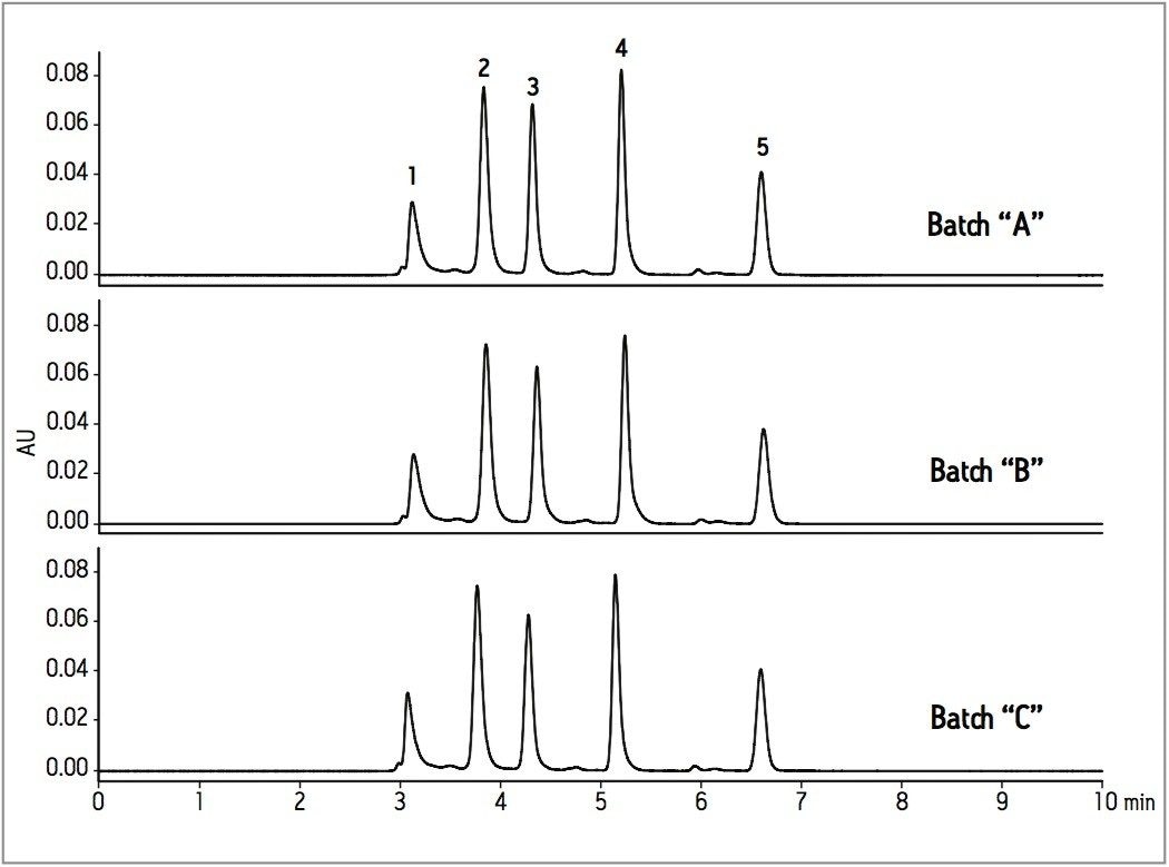 Batch-to-batch reproducibility for a mixture of protein standards