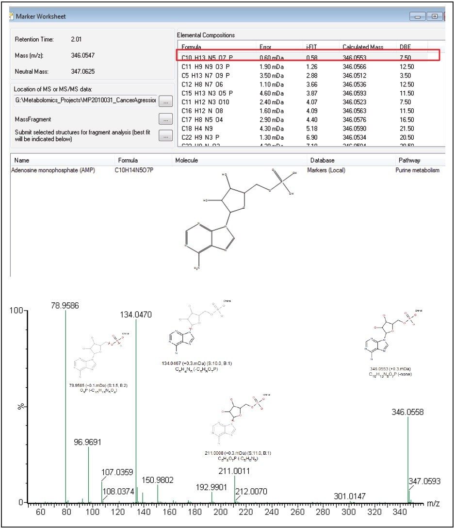 The Chemspider database searching result for AMP