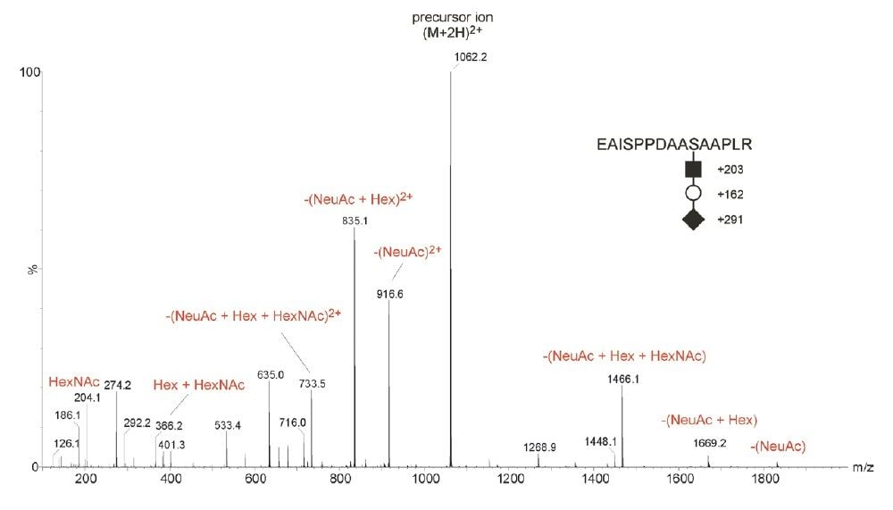CID of the doubly-charged precursor ion