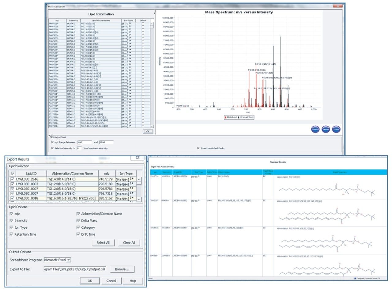 SimLipid Software report in different file format