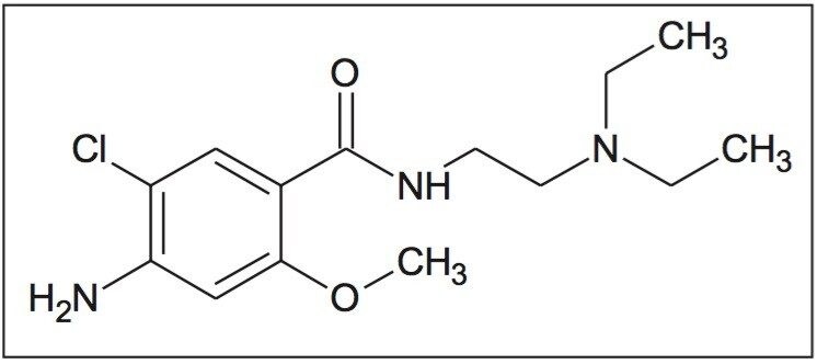 Chemical structure of metoclopramide.