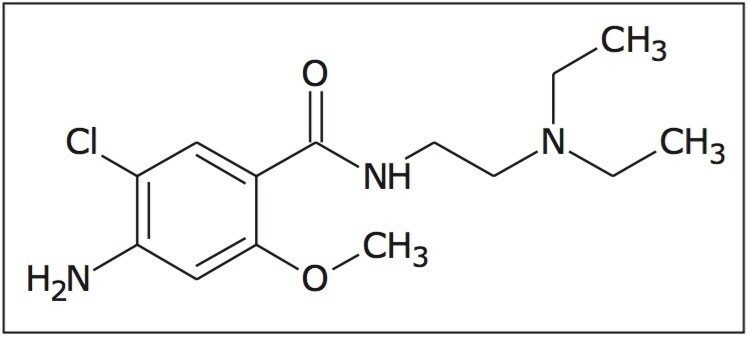  Chemical structure of metoclopramide.