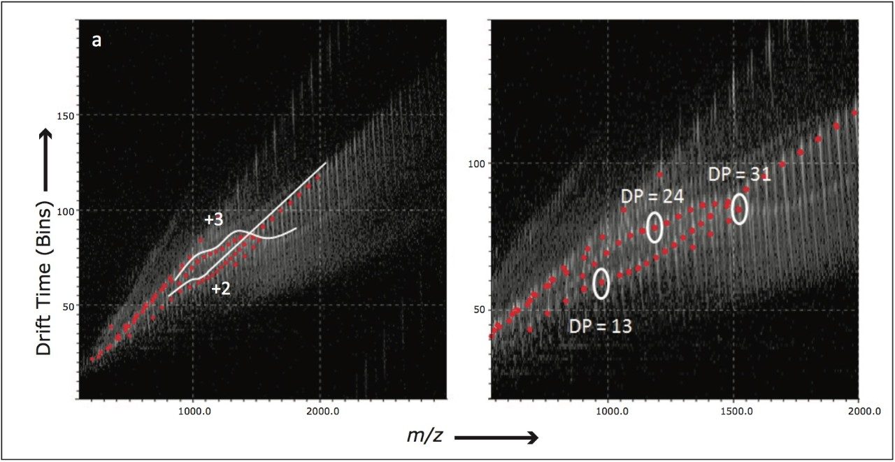Mobility plots from Waters SYNAPT G2 HDMS of sodiated polylactides