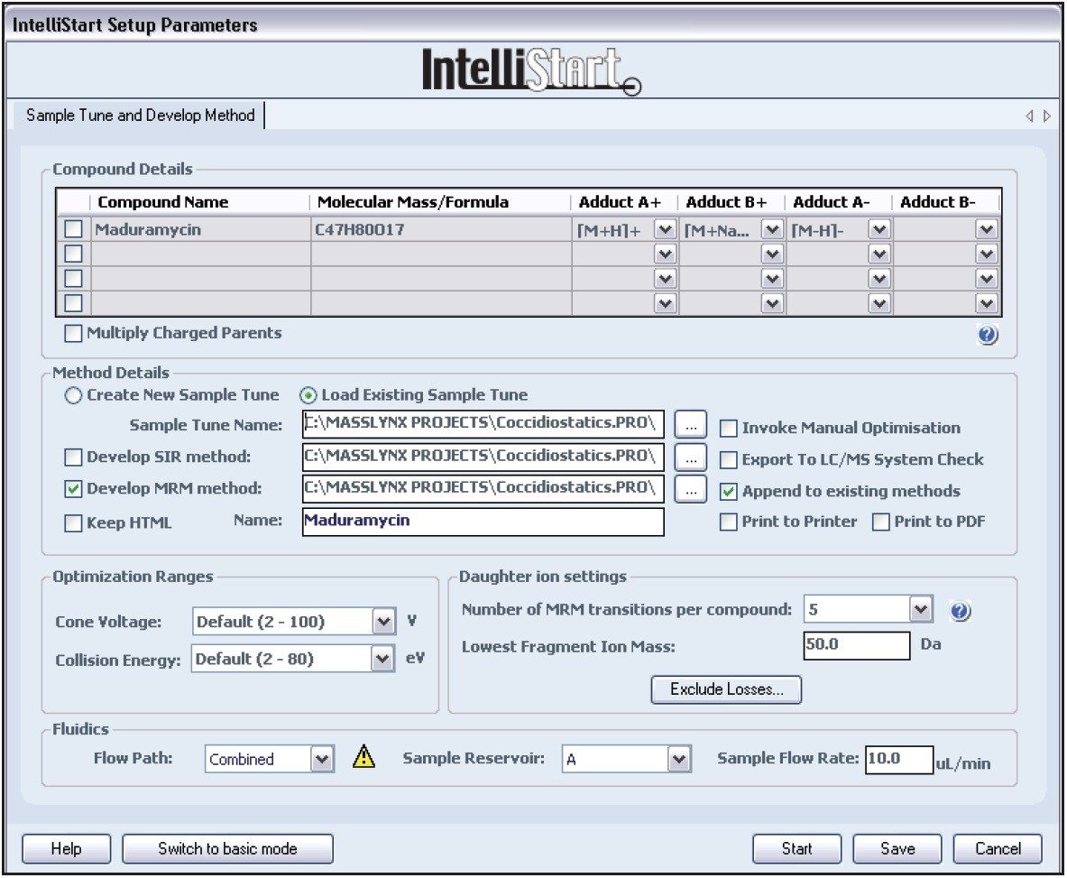 Screenshot of the Intellistart wizard 
