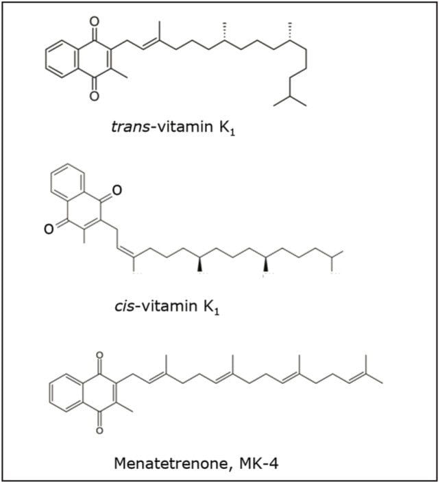 Structures of trans- and cis-vitamin K1 and menatetrenone