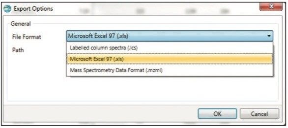 Export option panel displayed after choosing File, Export filtered result..