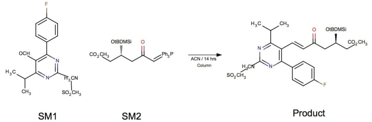  A single reaction step from the rosuvastatin synthesis reaction scheme