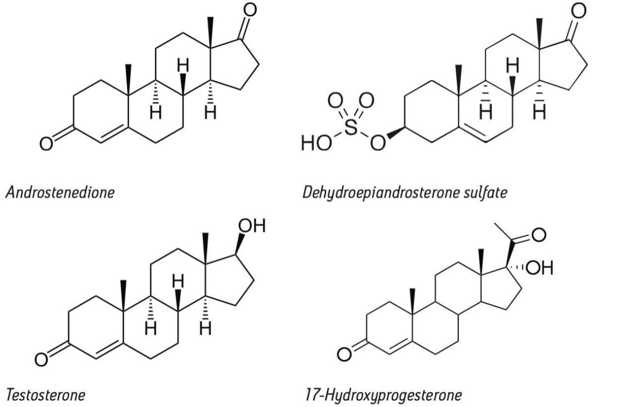 Structures of the steroid hormones analyzed