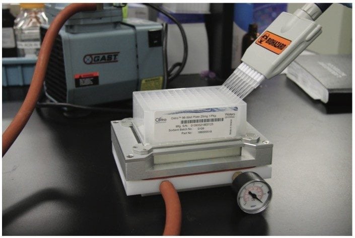  Typical setup for Ostro Pass-through Plate for analysis of milk