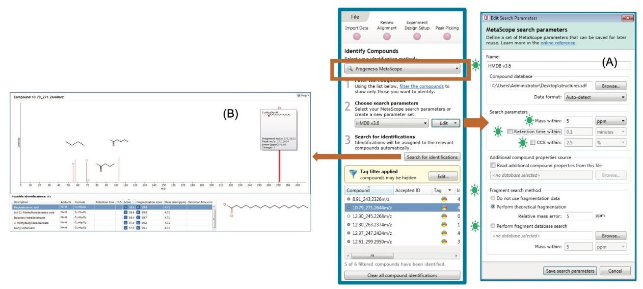 Database and search settings available in Progenesis QI 