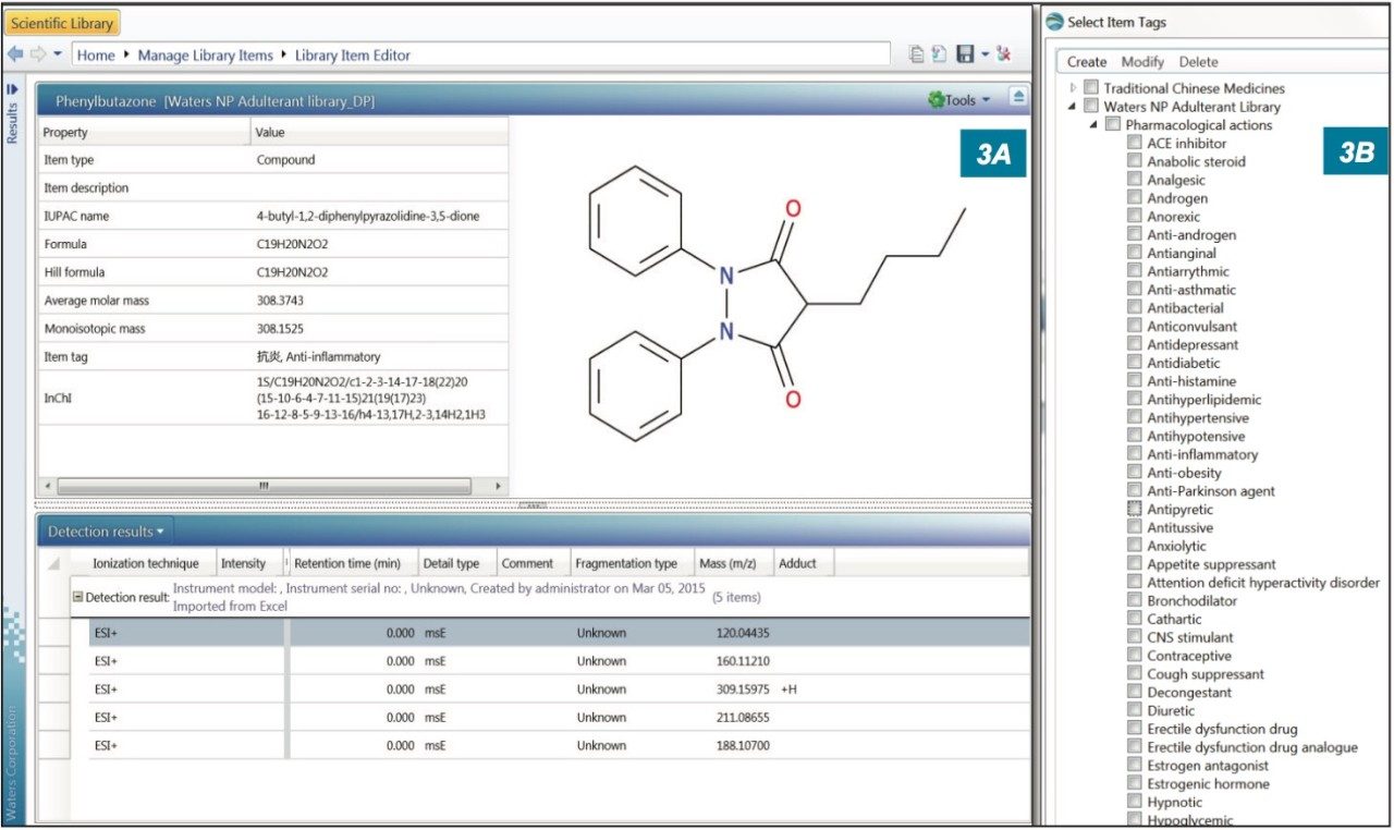 Detailed screen capture of the Synthetic Adulterants Library