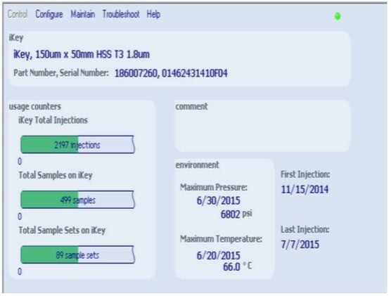 Screen capture of the HSS T3 iKey history