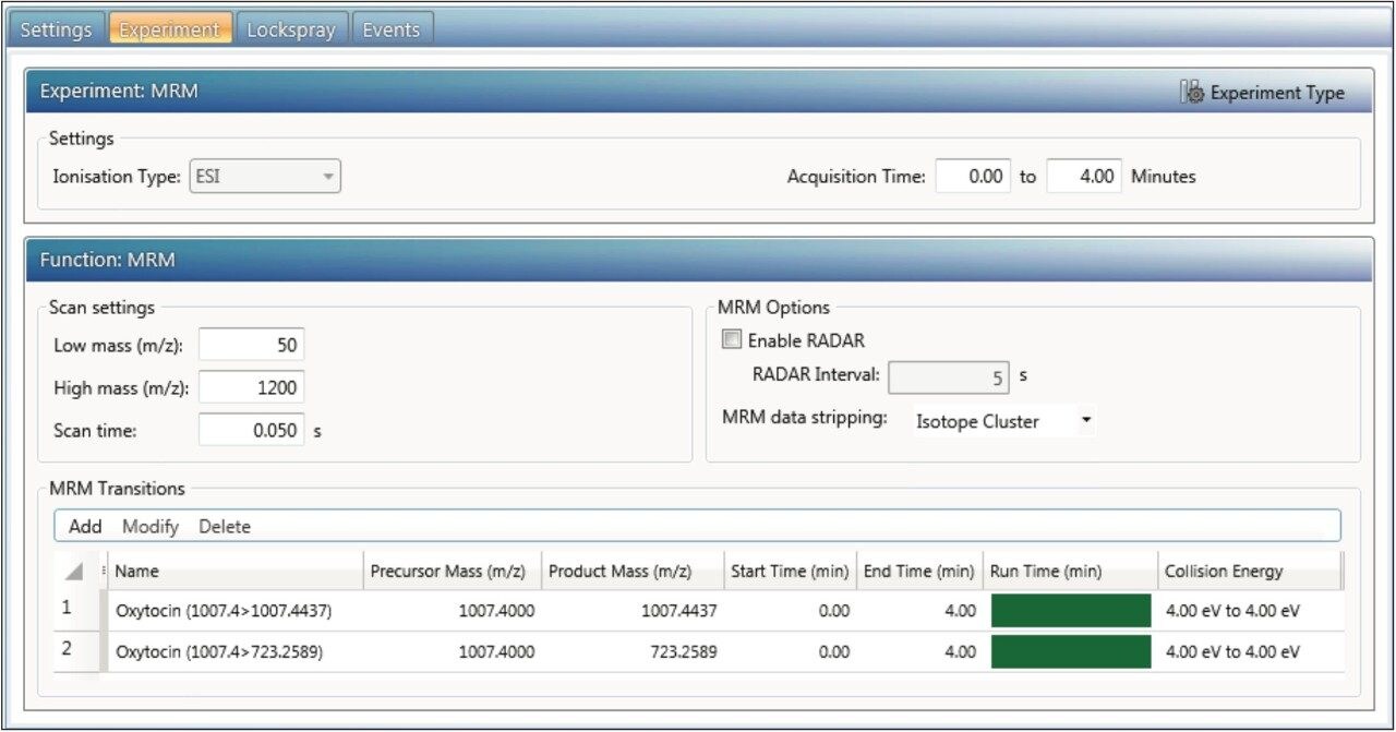 Acquisition settings