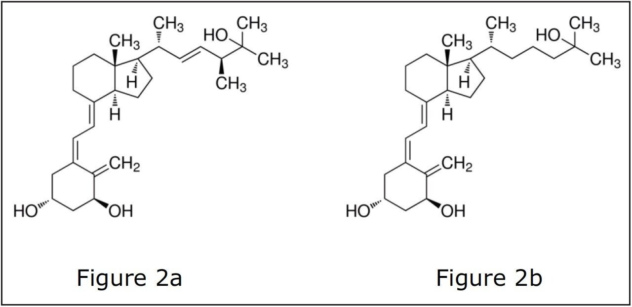  1,25 di-hydroxy Vitamin D2 and 1,25 di-hydroxy Vitamin D3