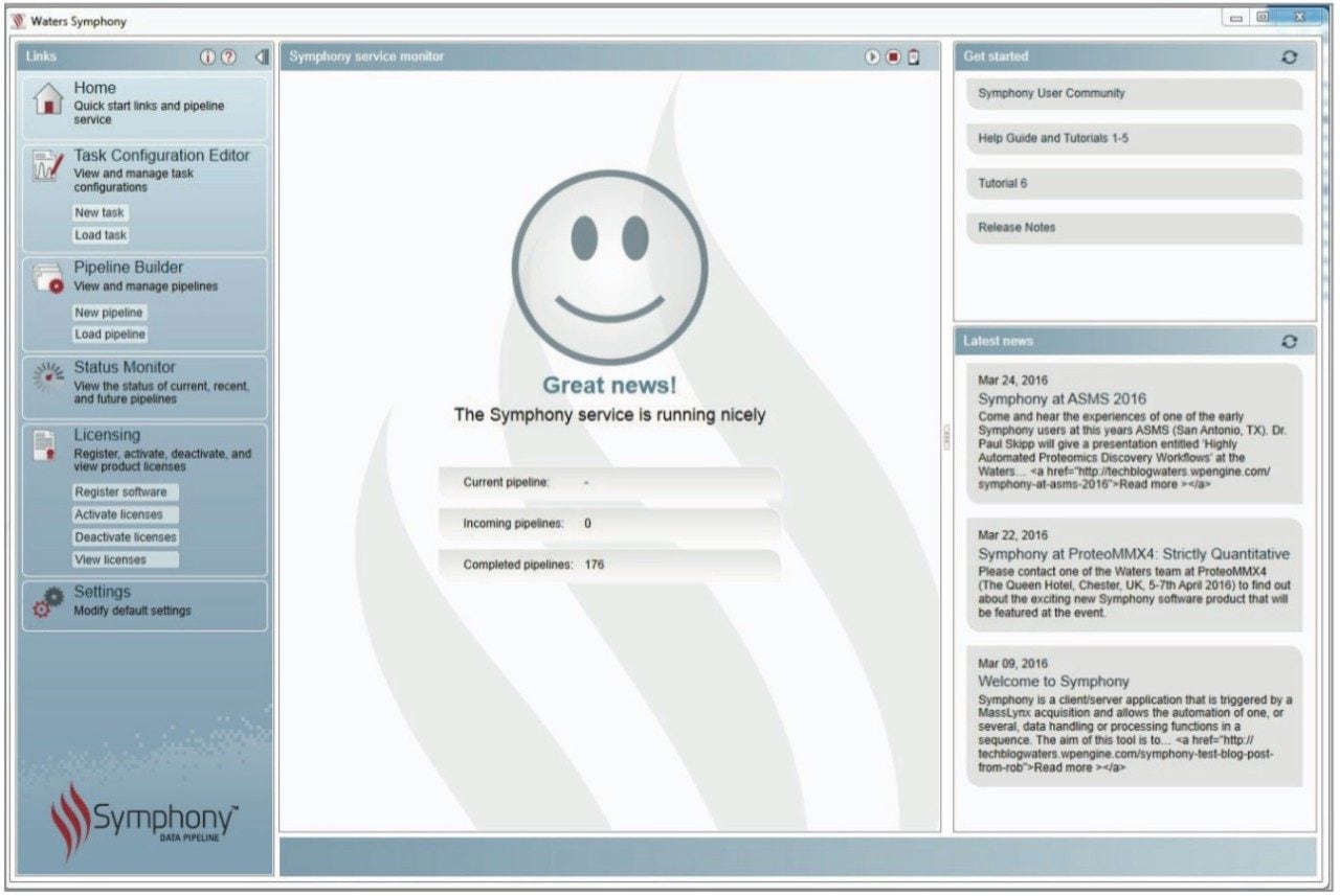Symphony Data Pipeline home page 