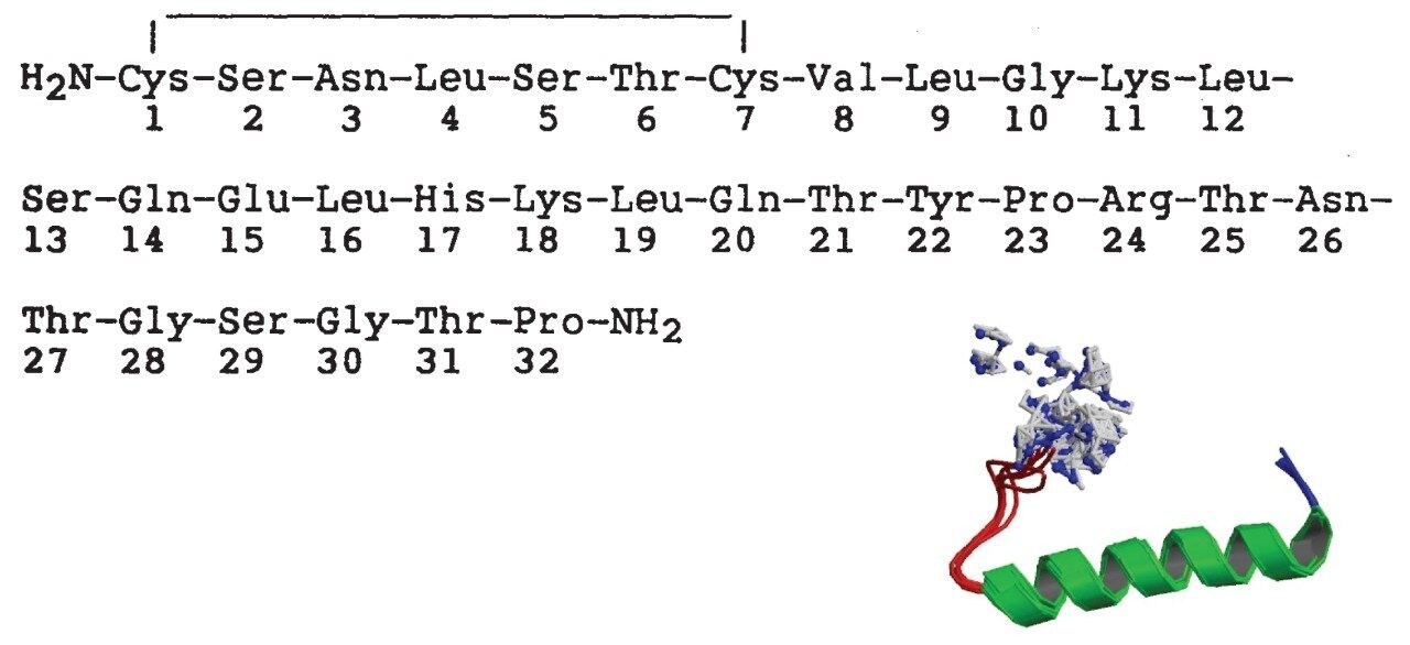 Salmon calcitonin (sCT) amino acid sequence and structure