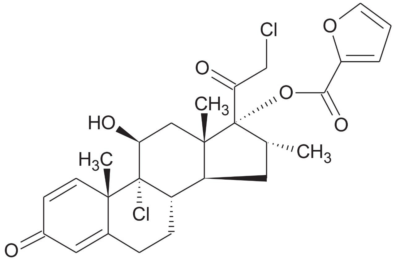 Mometasone furoate chemical structure.