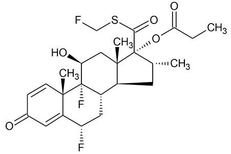 Fluticasone propionate chemical structure.
