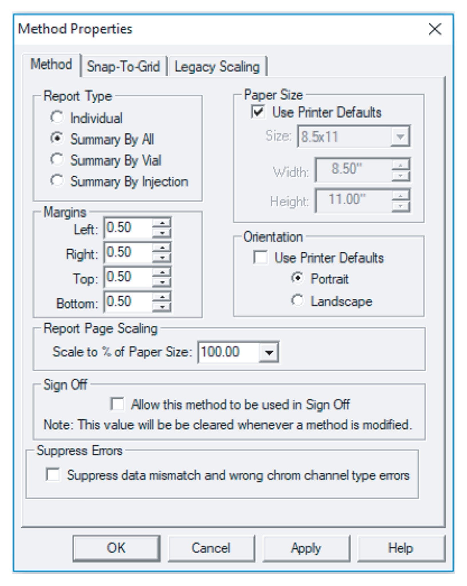 Method Properties in Report Publisher