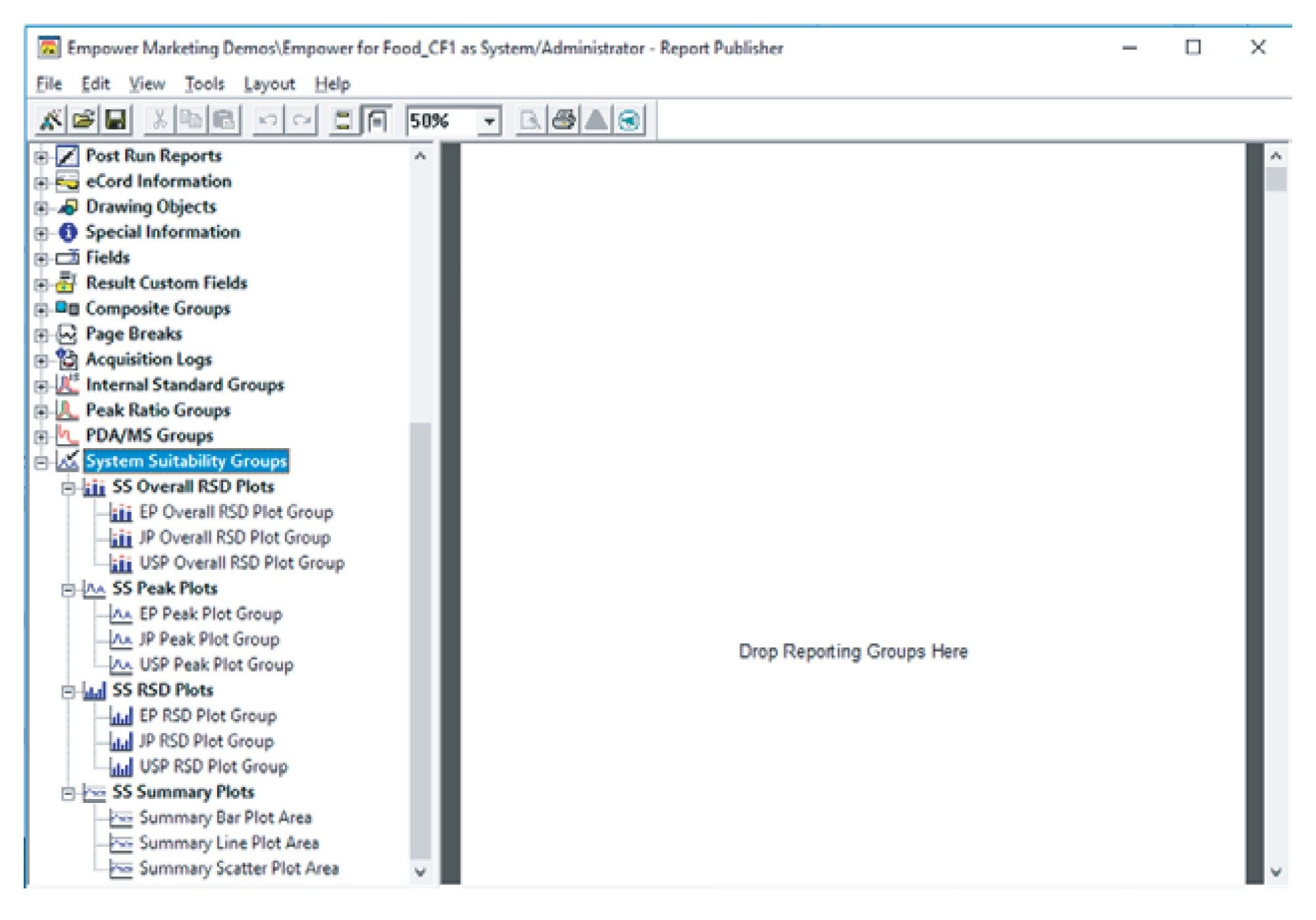 Report Publisher allows users to plot control charts via System Suitability groups