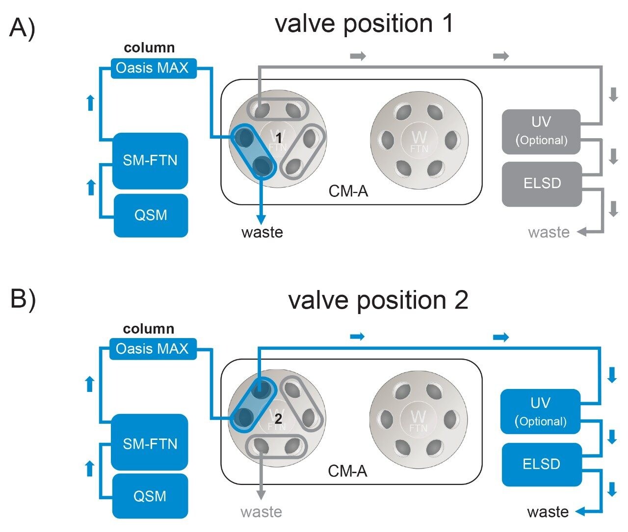 Fluidic diagram of the column manager.