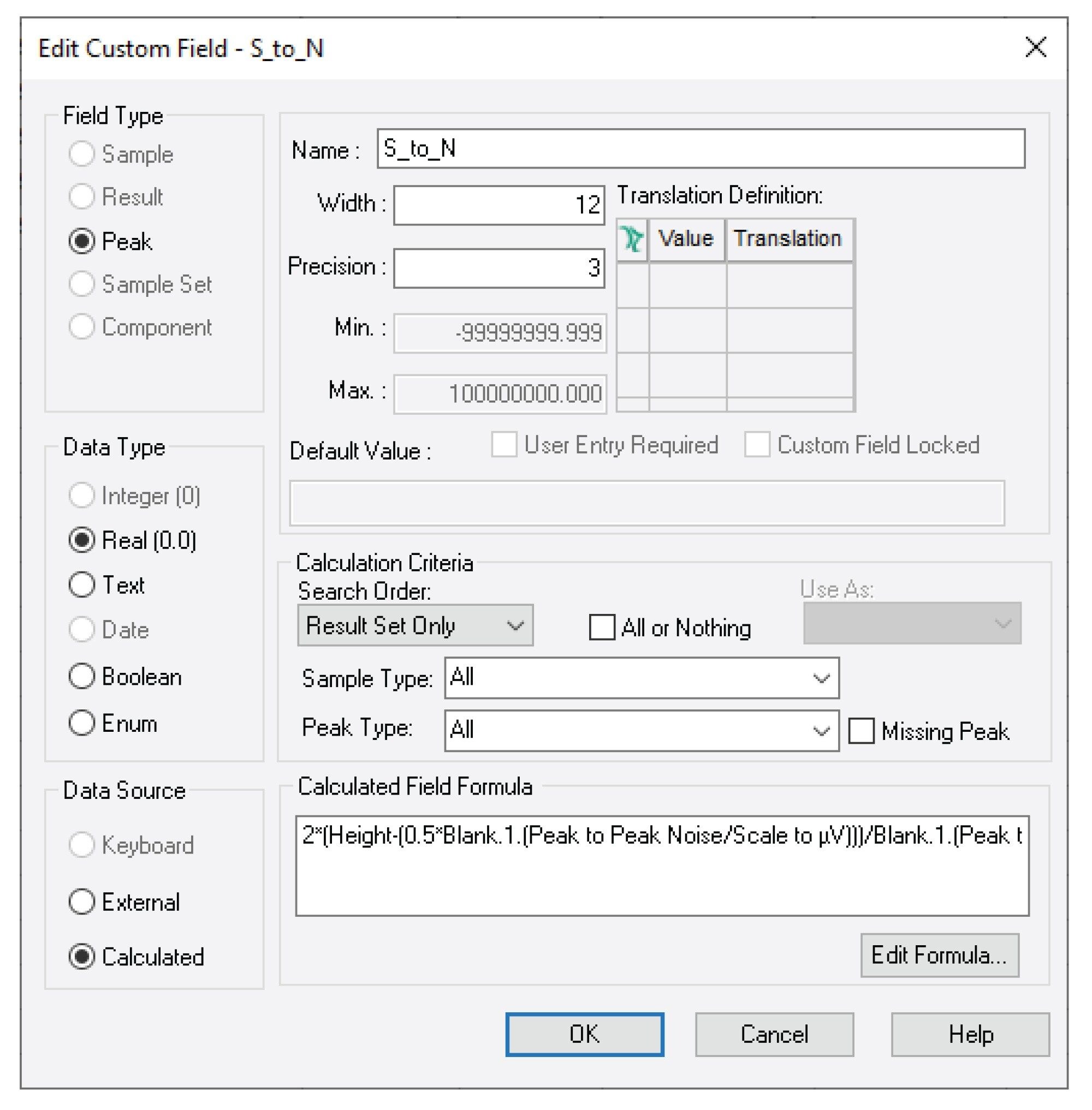 Calculation using the blank