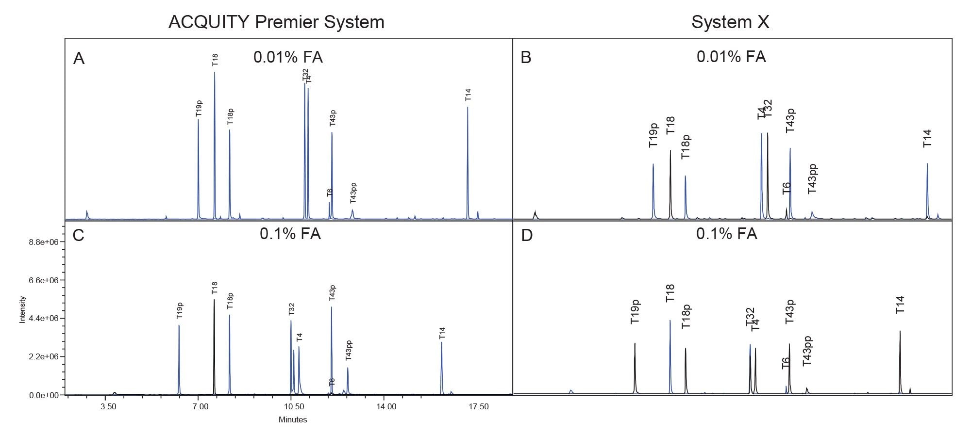 Chromatograms showing the MassPREP Enolase Digestion with Phosphopeptides Mix