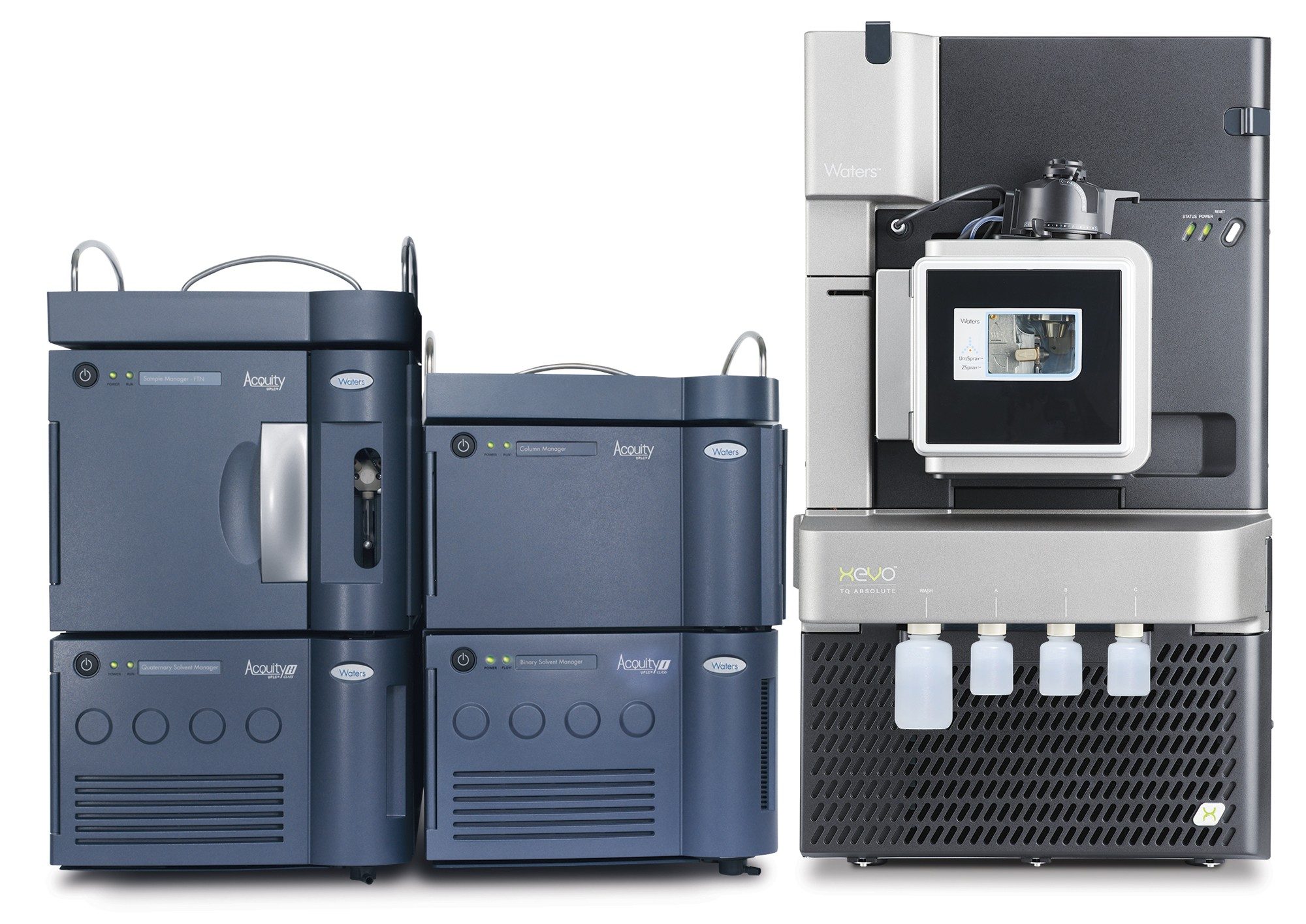 ACQUITY UPLC I-Class PLUS SM-FL BSM/BSM Parallel Column Regeneration System with Single Elution Pumps, with a Xevo TQ-S Micro Tandem Mass Spectrometer