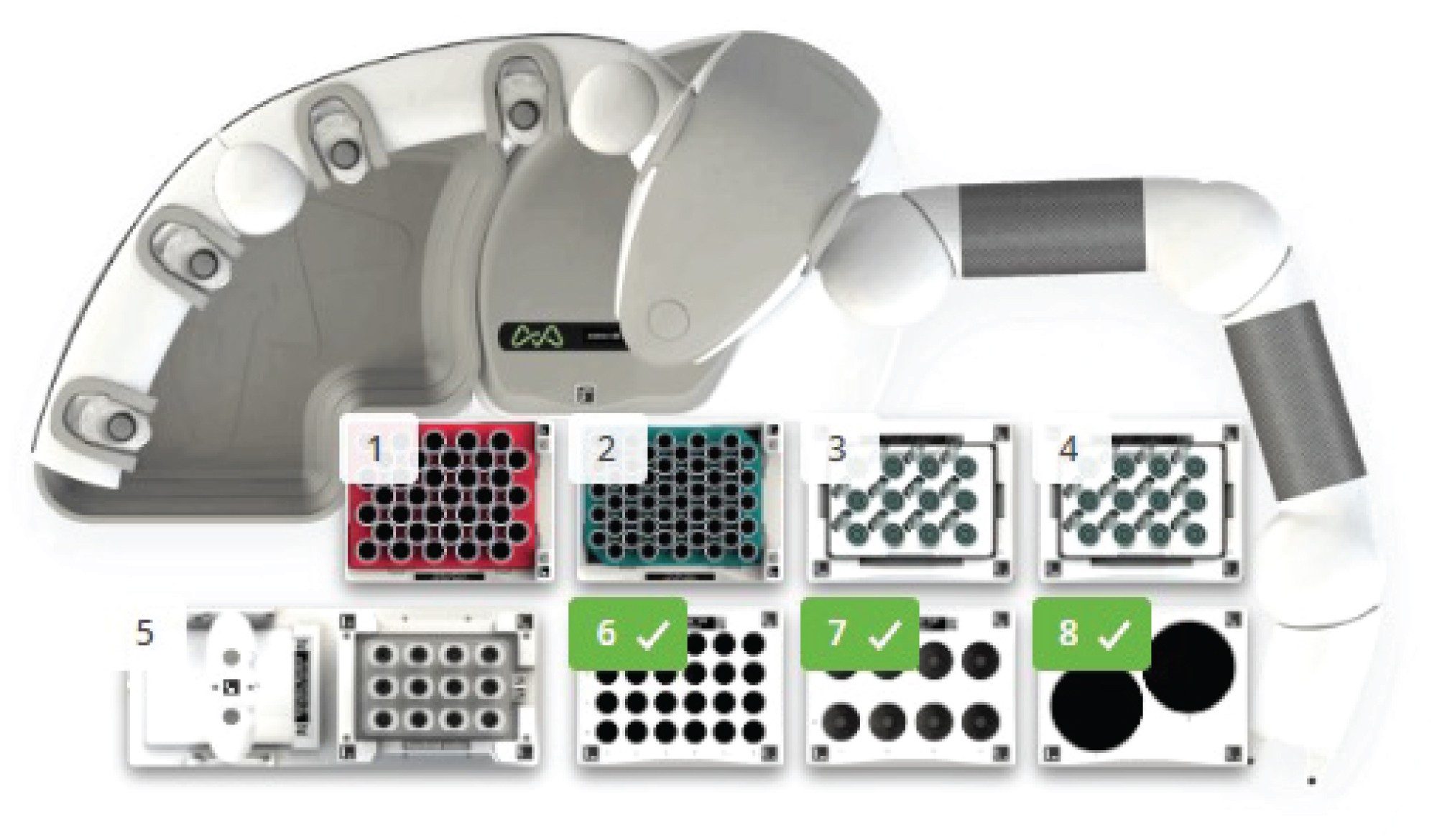 Andrew+ Deck Layout with Extraction+ connected device for preparation of PFAS SPE protocol using Andrew+ Pipettes and Domino Blocks