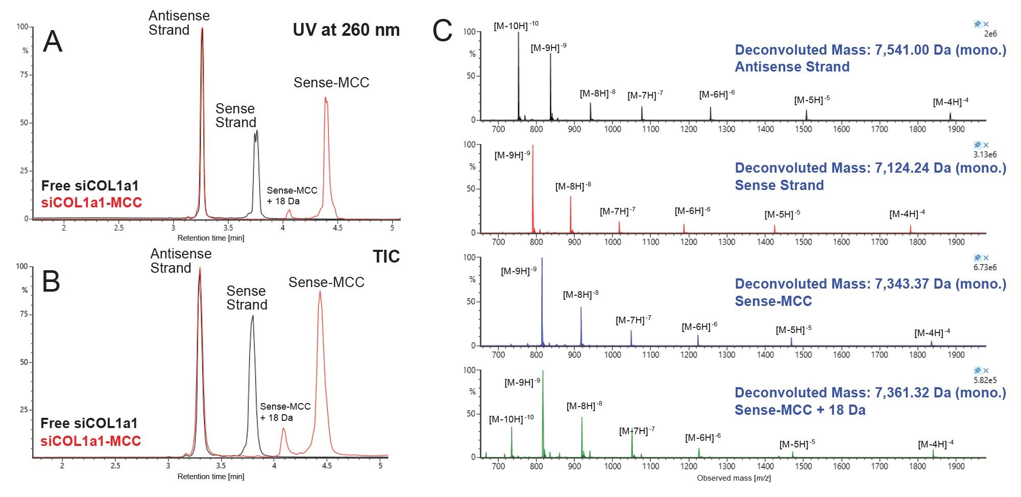 IPRP-MS results for denatured siRNA