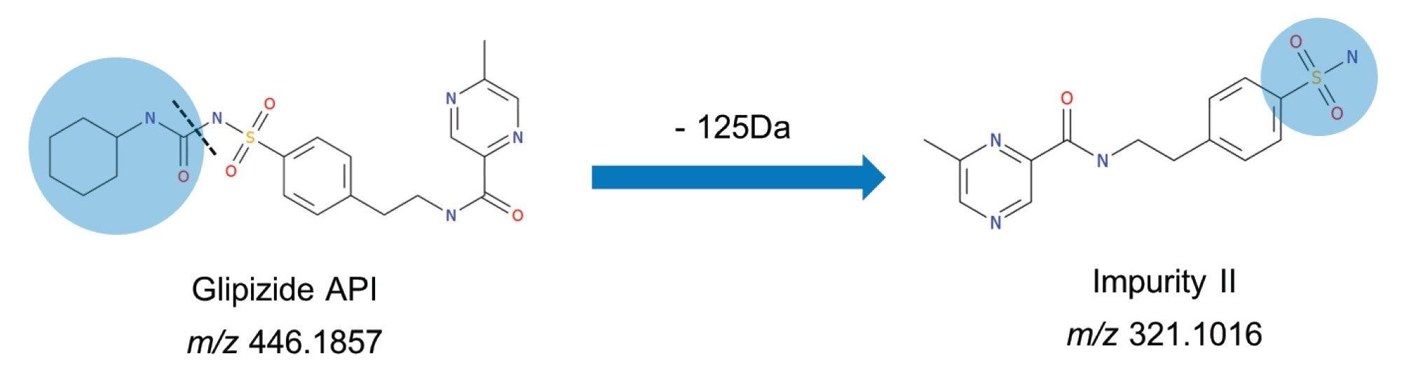 Cleavage of the sulfonylurea functional group of glipizide