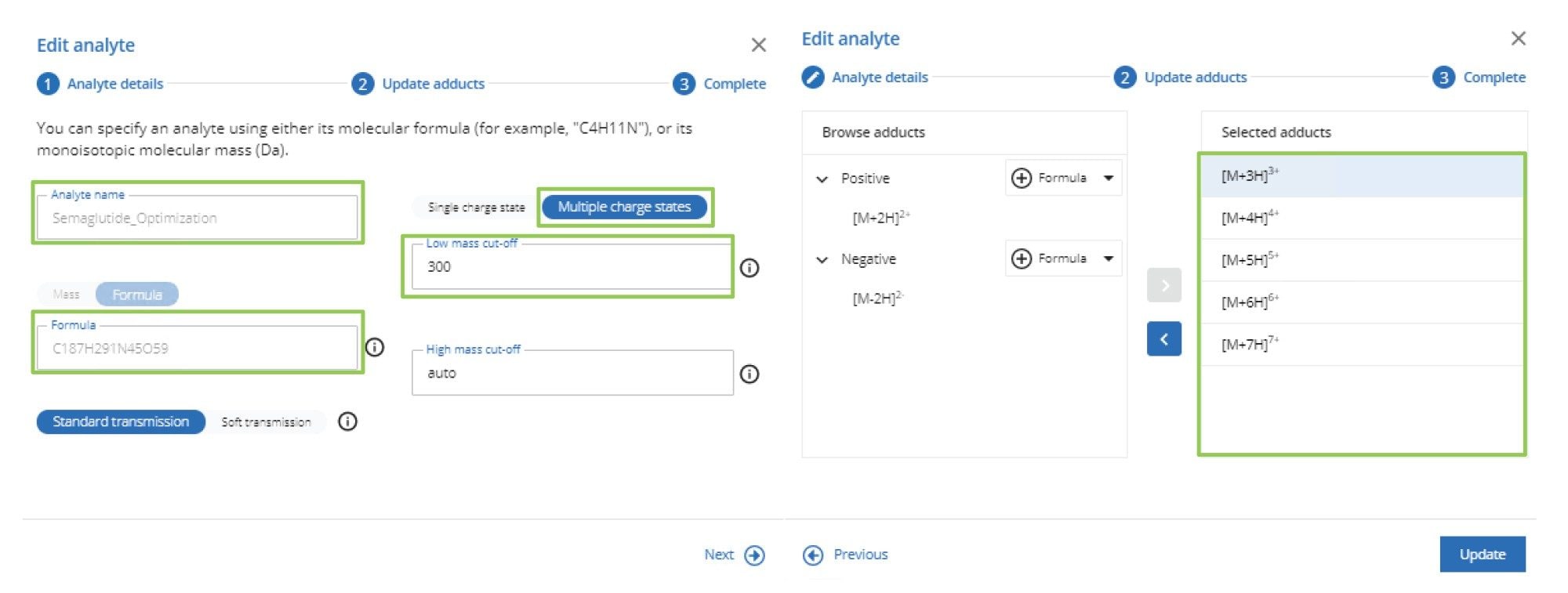 MRM optimization set up page