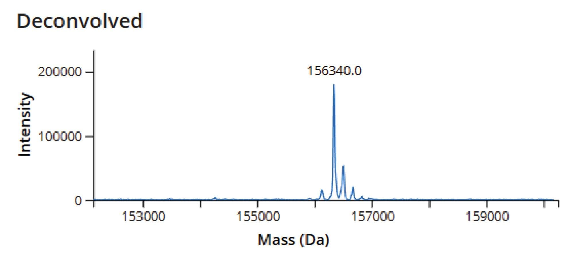 INTACT Mass Application deconvoluted ENHERTU (fam-trastuzumab-deruxtecan-nxki) ADC mass spectrum