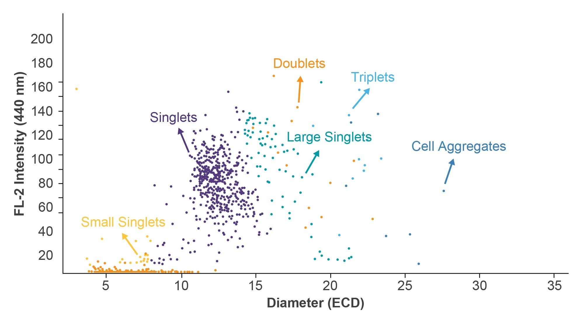 Scatter plot of identified singlets and multimers of CAR-T cells