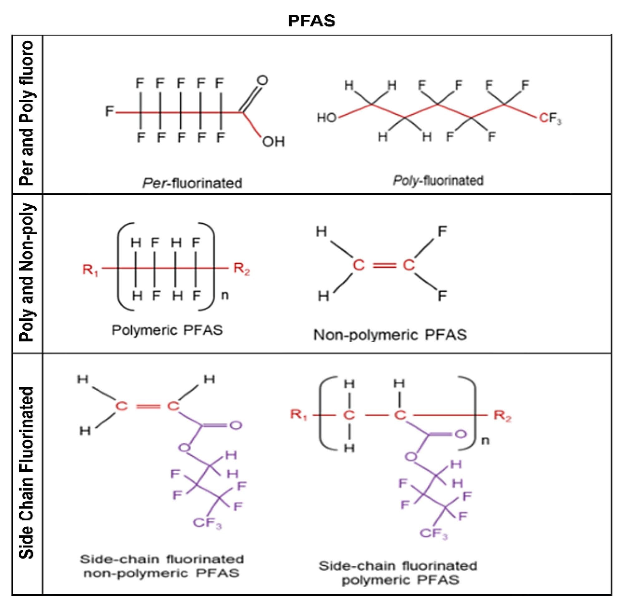 Types of PFAS included in this study.