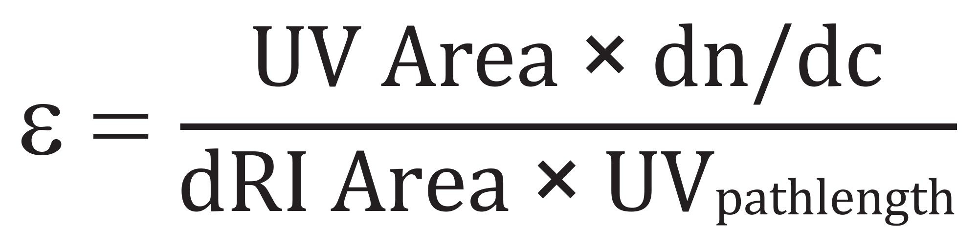 Empirical UV extinction coefficient from simultaneous UV and dRI peak areas