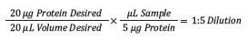 Dilution ratio to 20 µg target.