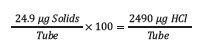 Calculate the total HCl in a tube for 100-fold excess of acid