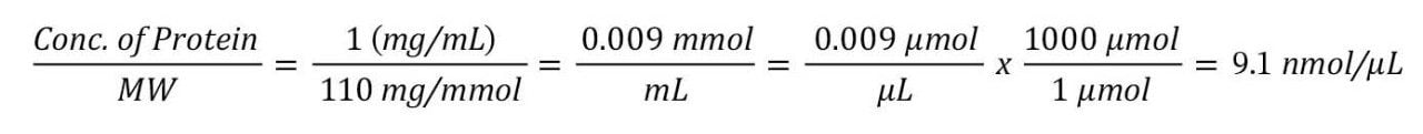 Convert mg/mL concentration of stock to molar concentration of amino acids