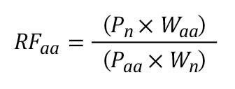 Calculate a response factor (RFaa) for each amino acid