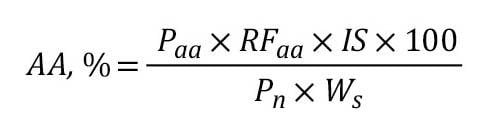 Determine the % amino acids in weight