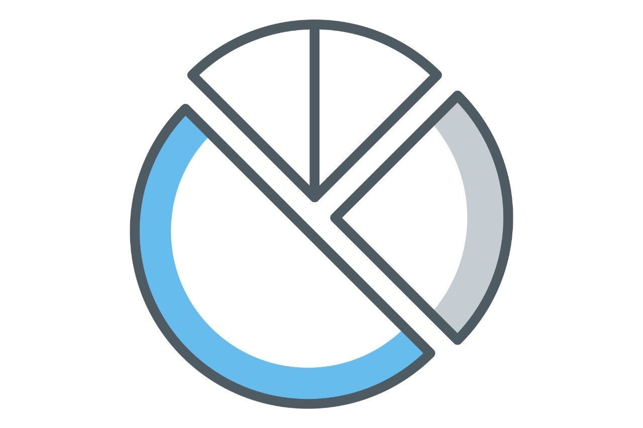 line drawing of a pie chart with segments 