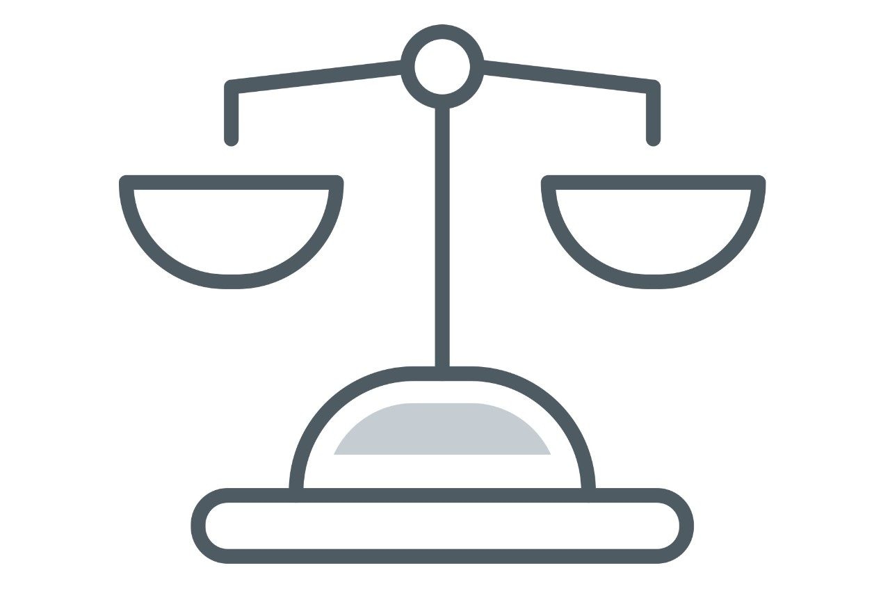 simple line drawing of a scale in balance