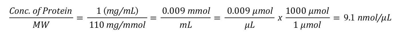 Convertir la concentration en mg/mL de la solution mère en concentration molaire en acides aminés