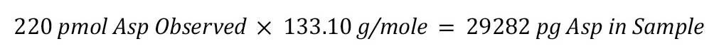 Calculer la concentration en peptides/protéines pour l’asparagine