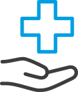 Hand icon with a first aid cross symbol on top