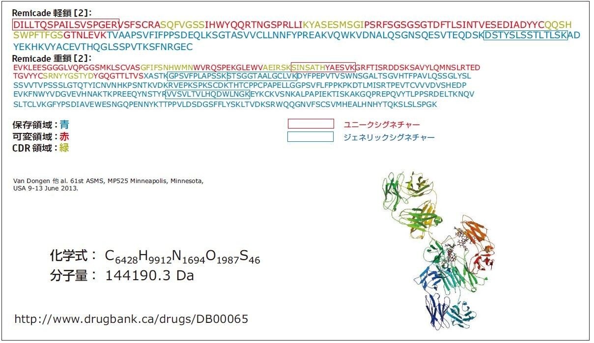 モノクローナル抗体薬インフリキシマブ (Remicade) の構造。