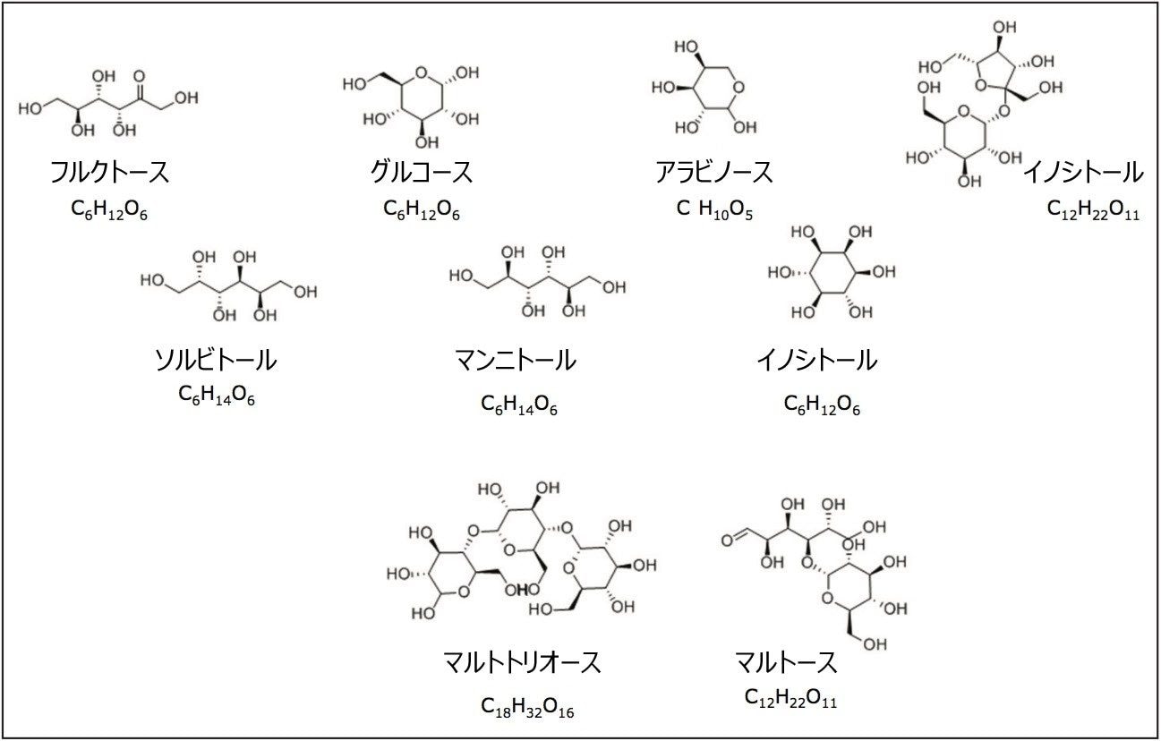 分析した糖化合物の構造式および分子式