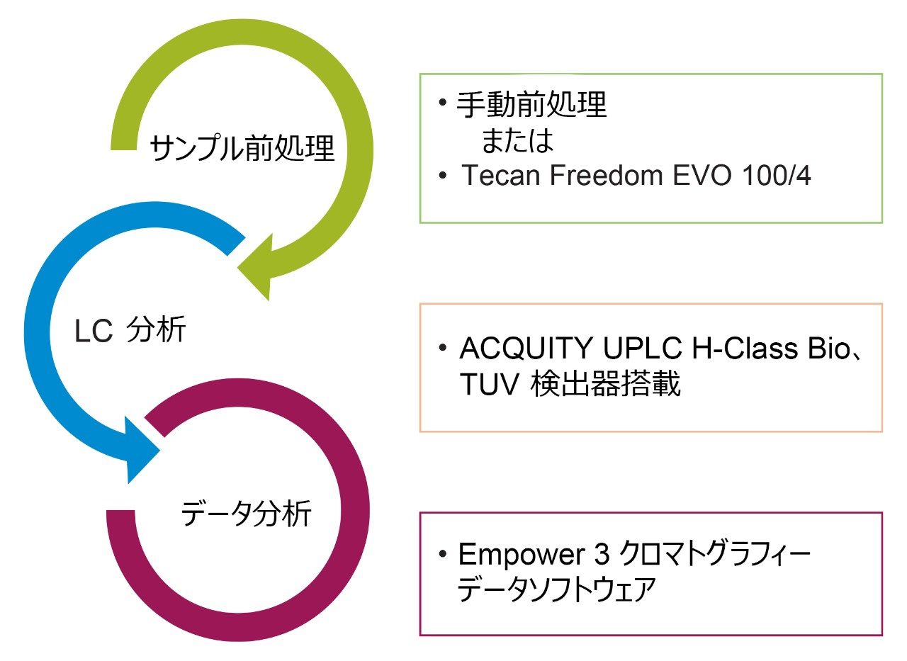 手動／自動サンプル前処理ワークフローの例
