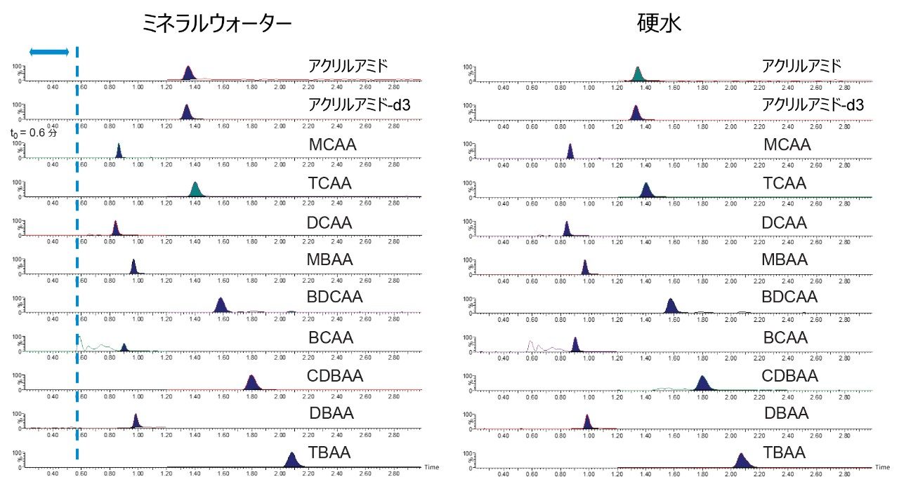 定量トランジションを示すクロマトグラム